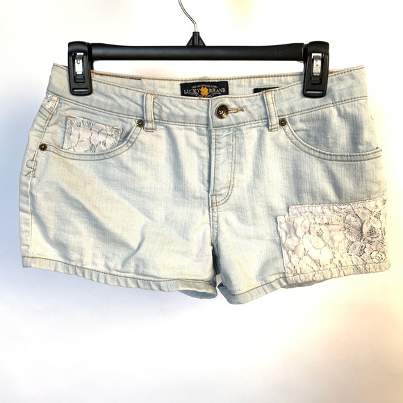 Lucky Brand 16 Girl's Riley Jean Shorts Lace - Picture 1 of 4